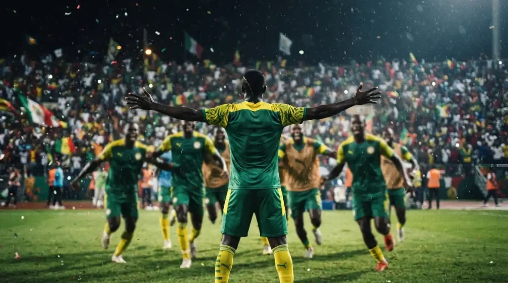  لاعب سنغالي يحتفل بهدف في مرمى العراق في كأس العالم 2026