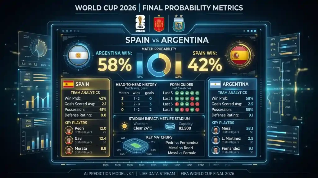 تحليل بيانات الذكاء الاصطناعي لإحصاءات نهائي كأس العالم 2026