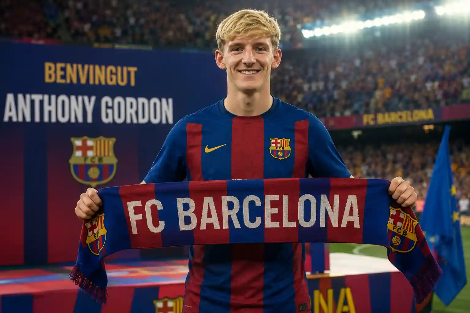 أنتوني جوردون برشلونة في حفل تقديمه الرسمي بكامب نو