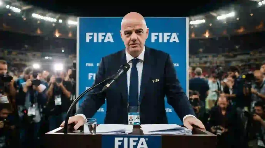 جياني إنفانتينو رئيس الفيفا خلال مؤتمر صحفي