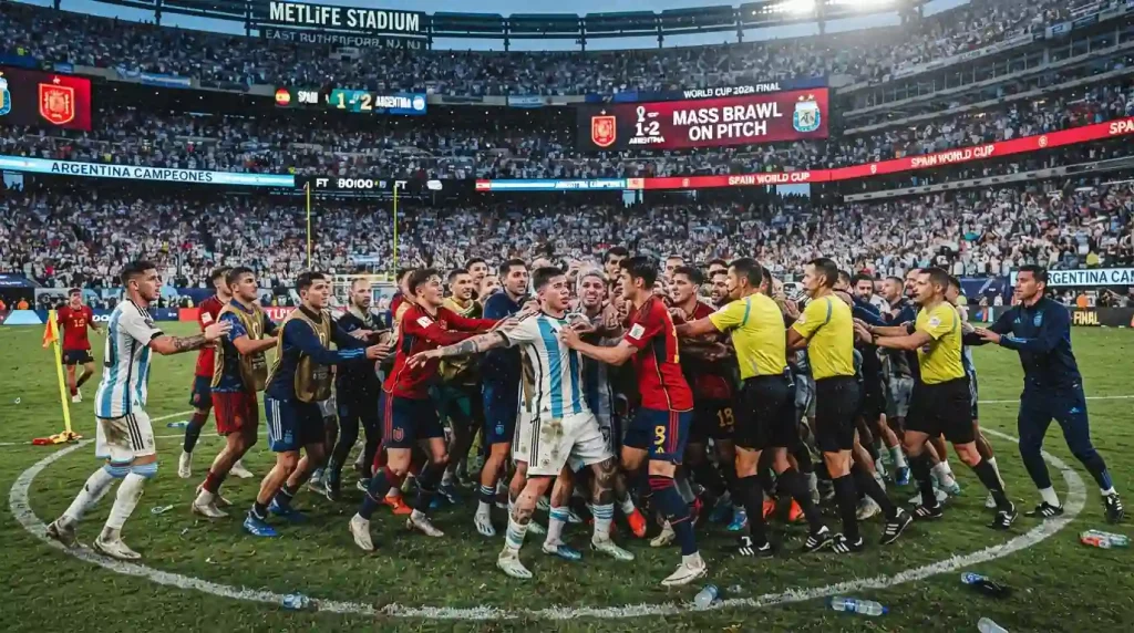 شجار جماعي بين لاعبي الأرجنتين وإسبانيا في نهائي 2026