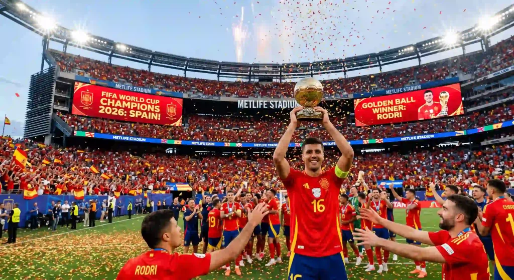 رودري أفضل لاعب إسباني يرفع جائزة الكرة الذهبية في كأس العالم 2026