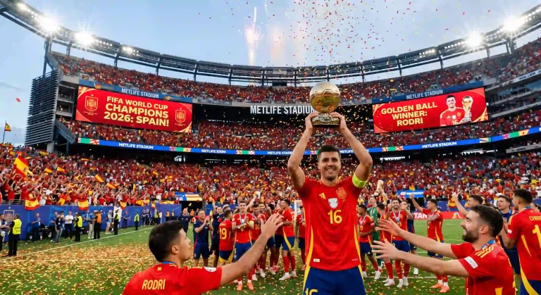 رودري أفضل لاعب إسباني يرفع جائزة الكرة الذهبية في كأس العالم 2026