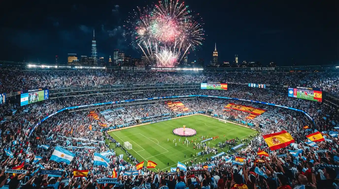 نهائي كأس العالم 2026 بين إسبانيا والأرجنتين في ملعب ميتلايف
