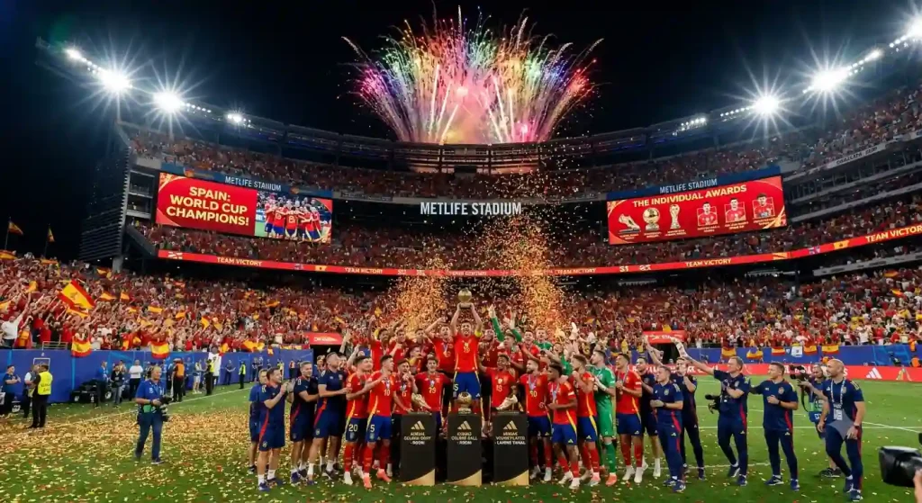منتخب إسبانيا يحتفل بالجوائز الفردية في كأس العالم 2026