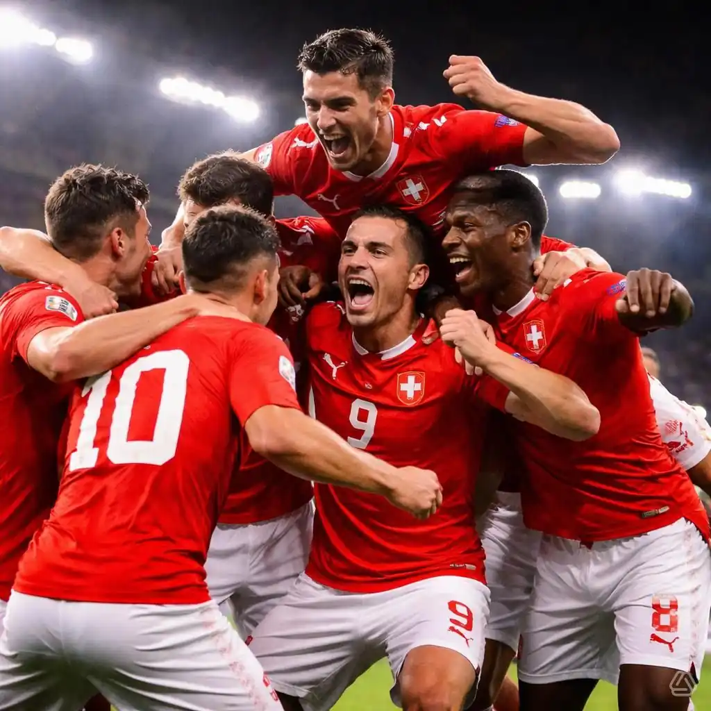 سويسرا تحتفل بالتأهل إلى دور الـ16 بعد هزيمة الجزائر
