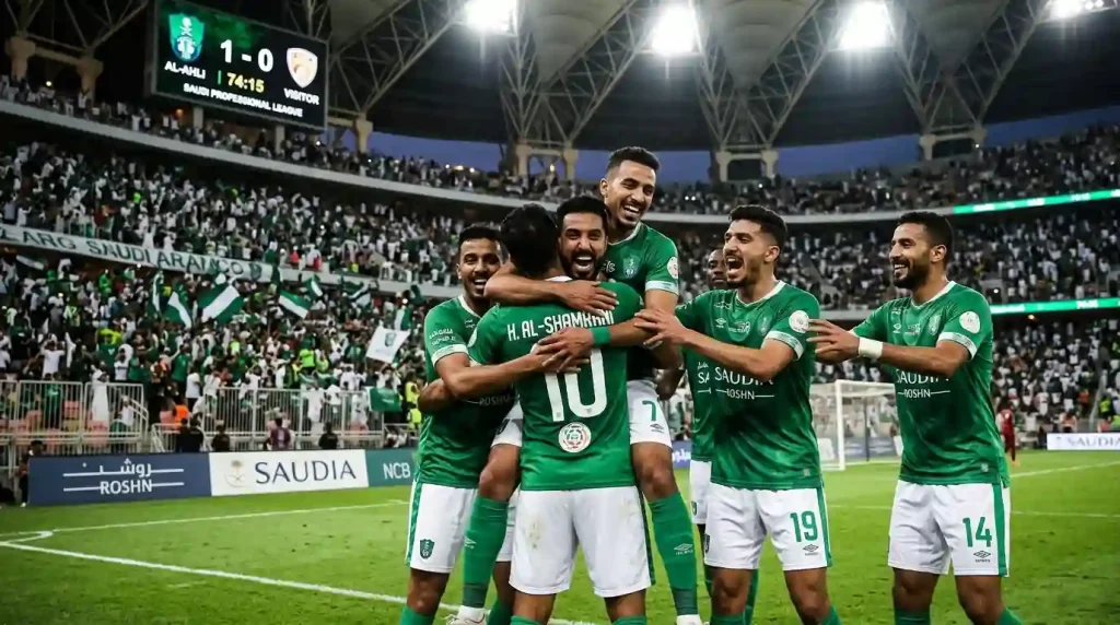 لاعبو الأهلي يحتفلون بالهدف