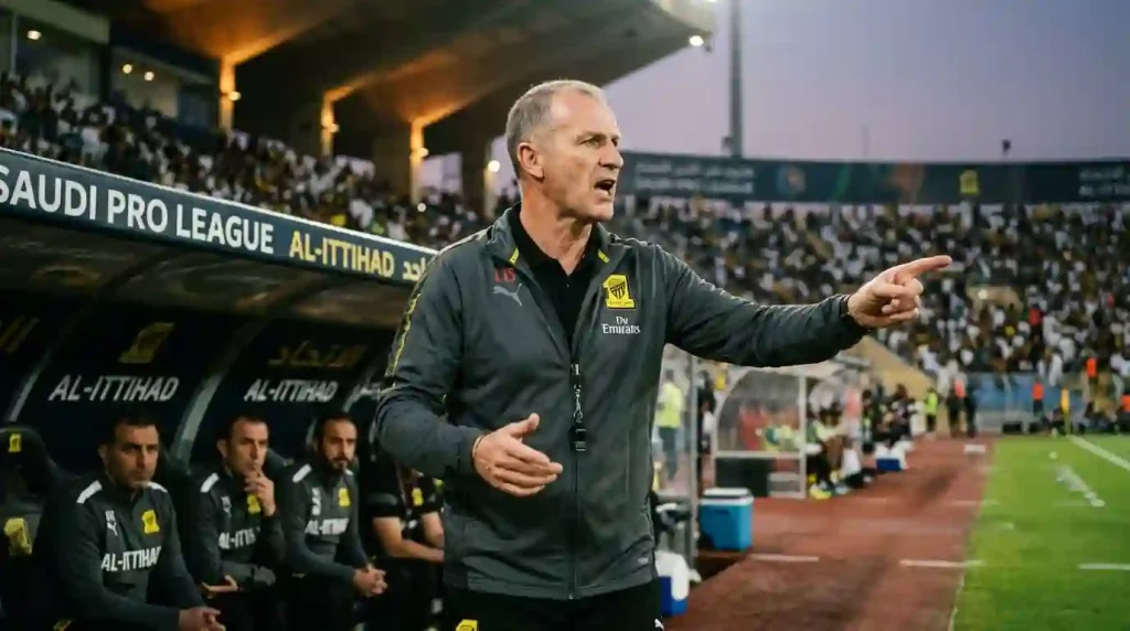 ينز فيسينغ مدرب الاتحاد يتابع اللقاء أمام الخلود